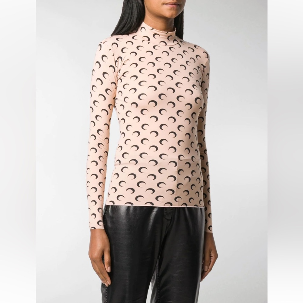 MARINE SERRE β’ Moon Print Turtleneck Second Skin Top - Picture 3 of 16